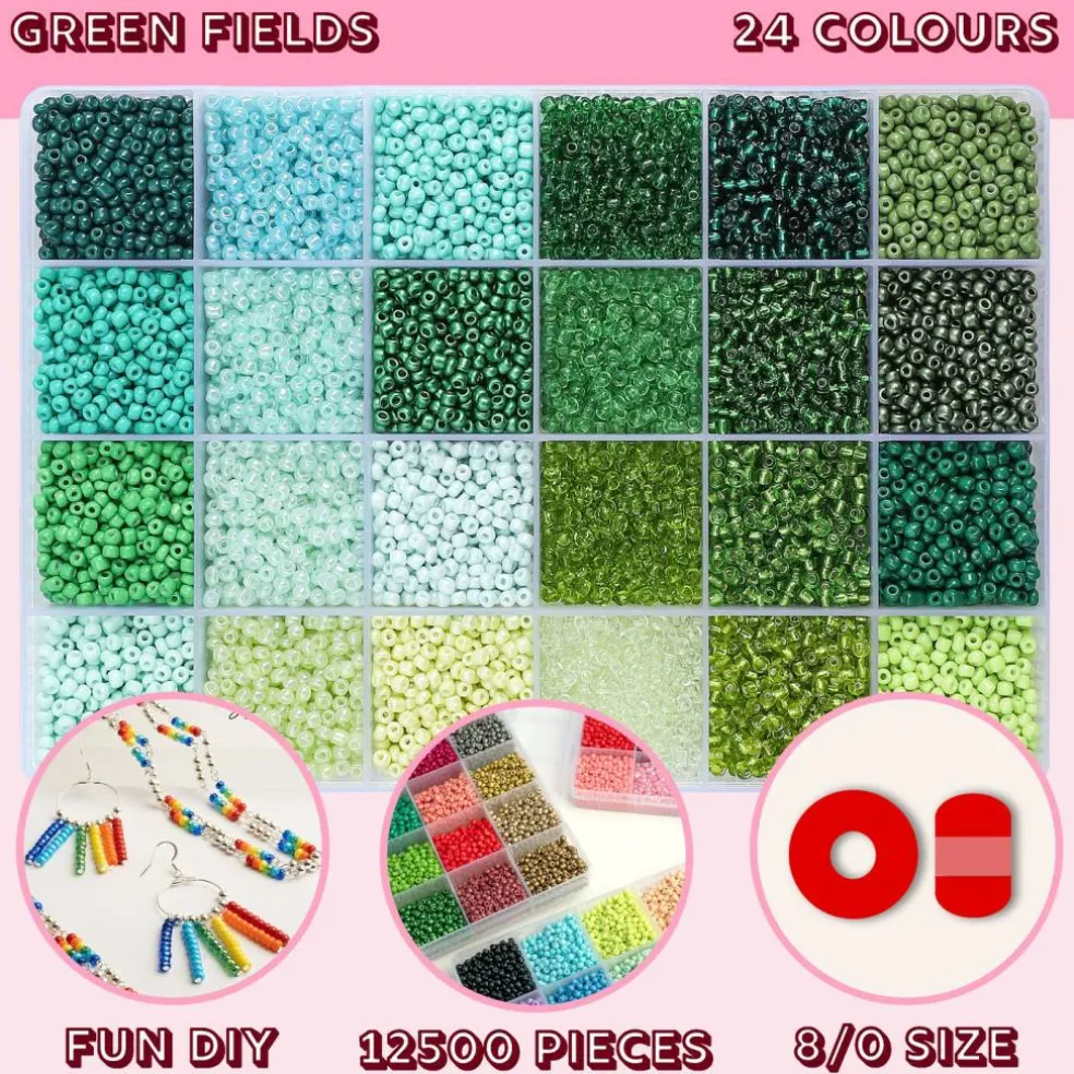 John Bead 12500pcs Assorted 24 Colors Glass Seed Beads 8/0 Jewelry Making Bead Box