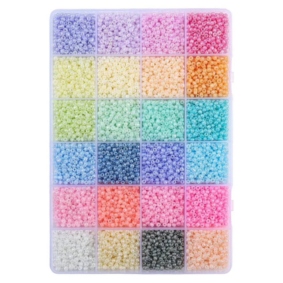 John Bead 12500pcs Assorted 24 Colors Glass Seed Beads 8/0 Jewelry Making Bead Box