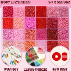 John Bead 12500pcs Assorted 24 Colors Glass Seed Beads 8/0 Jewelry Making Bead Box