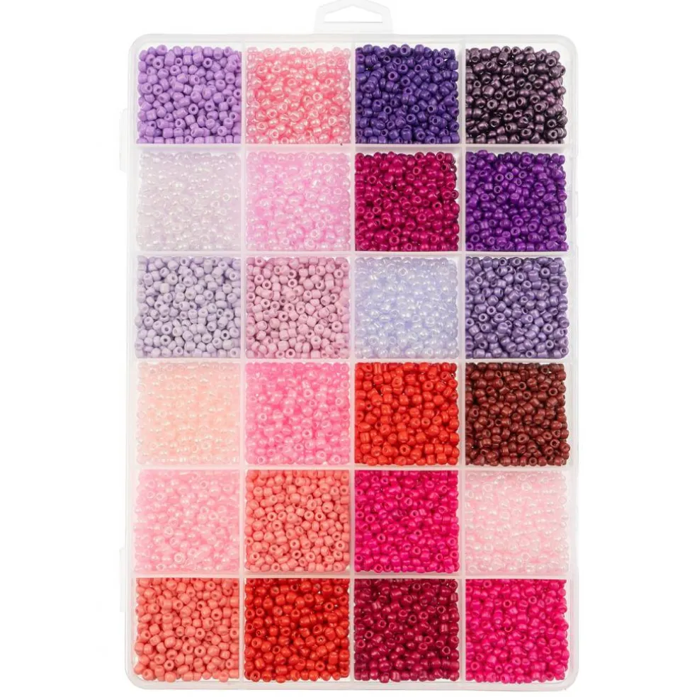 John Bead 12500pcs Assorted 24 Colors Glass Seed Beads 8/0 Jewelry Making Bead Box
