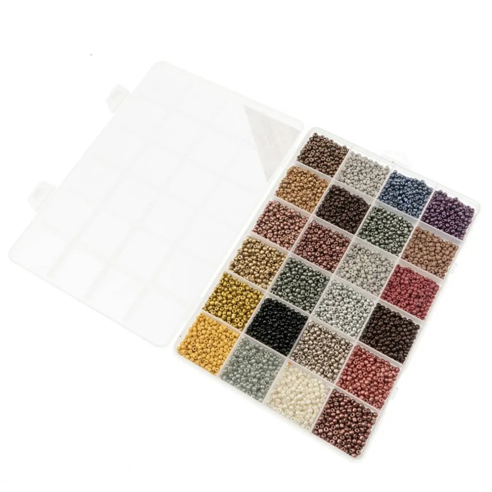 John Bead 12500pcs Assorted 24 Colors Glass Seed Beads 8/0 Jewelry Making Bead Box