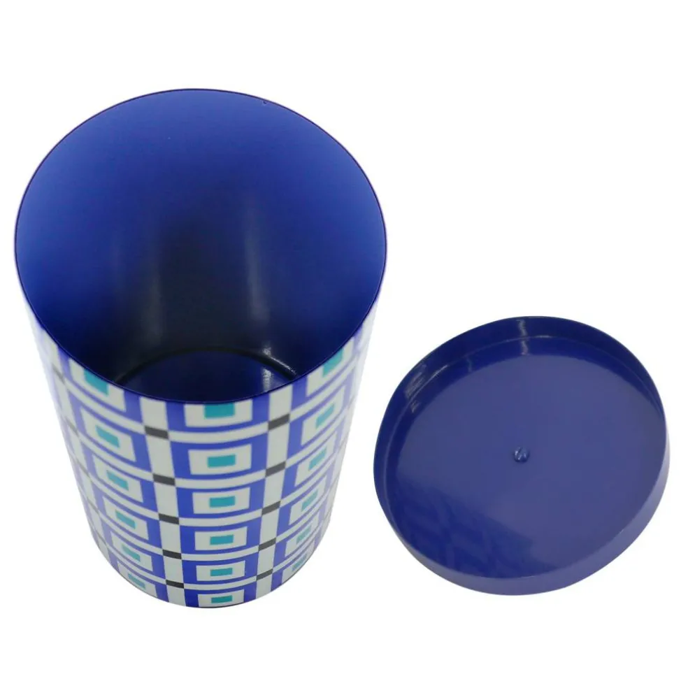 Jonathan Adler x Michaels Blue & White Square Pattern Tabletop Metal Container