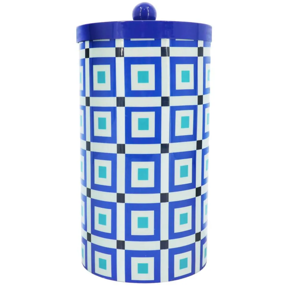Jonathan Adler x Michaels Blue & White Square Pattern Tabletop Metal Container