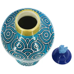 Jonathan Adler x Michaels Blue & White Graphic Swirl Tabletop Ceramic Urn with Lid