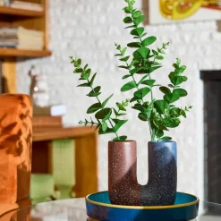 Jonathan Adler x Michaels Blue & Brown Two-Tone Tabletop Ceramic Vase