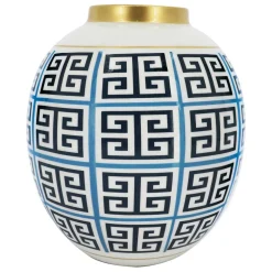 Jonathan Adler x Michaels Blue & White Greek Key Metal Vase