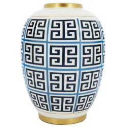 Jonathan Adler x Michaels Blue & White Greek Key Metal Vase