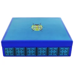 Jonathan Adler x Michaels 8" Blue Greek Key & Geometric Beetle Tabletop Box
