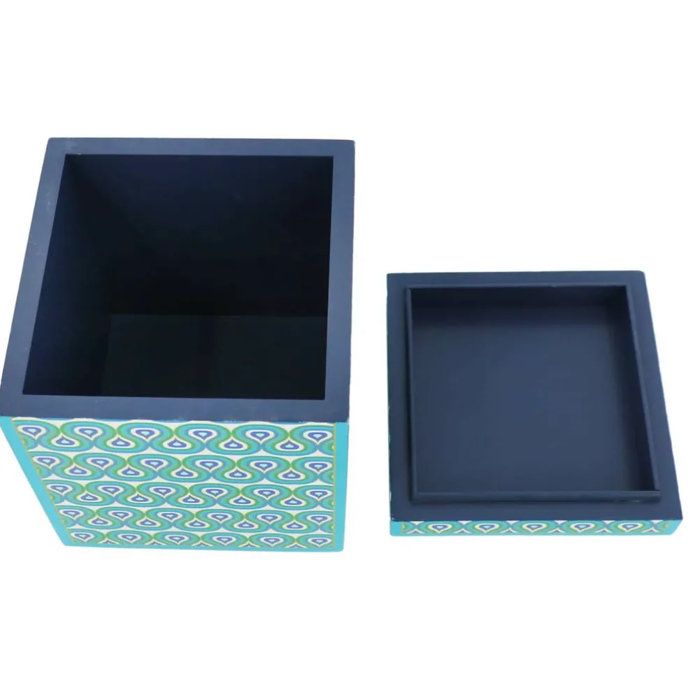 Jonathan Adler x Michaels 6.25" Blue & Teal Geometric Raindrop Tabletop Box