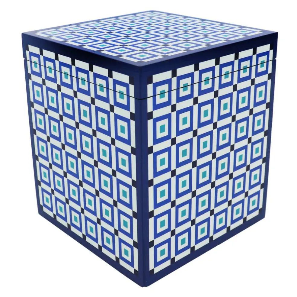 Jonathan Adler x Michaels 6.25" Blue & White Square Pattern Tabletop Box