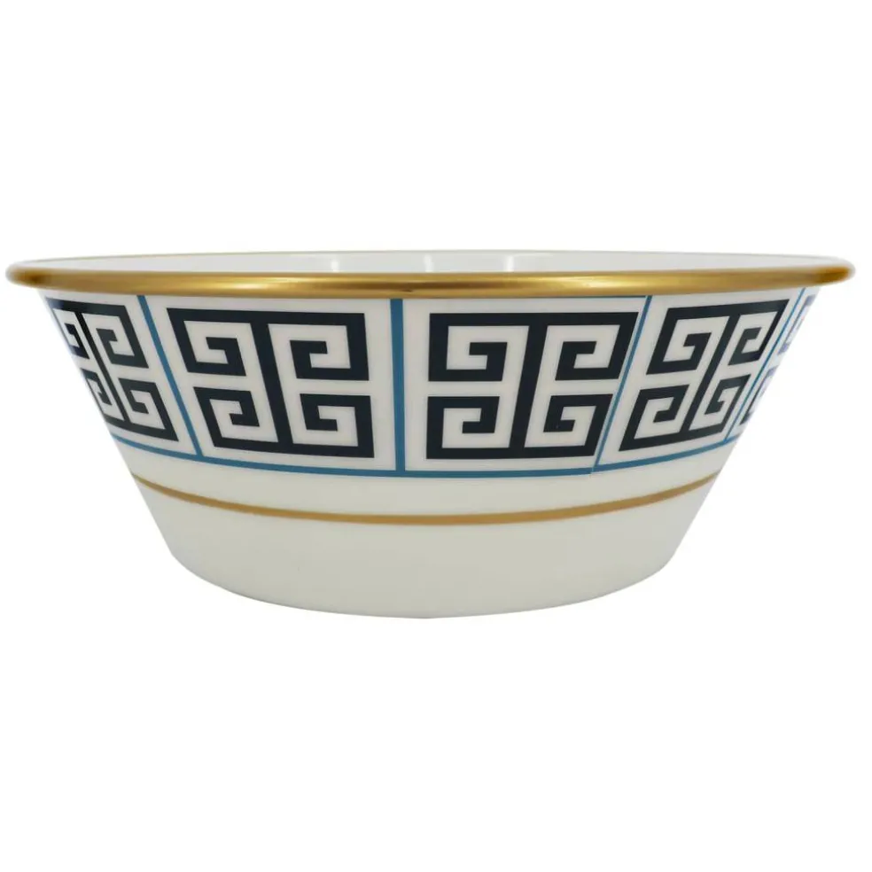 Jonathan Adler x Michaels Blue & White Greek Key Metal Bowl