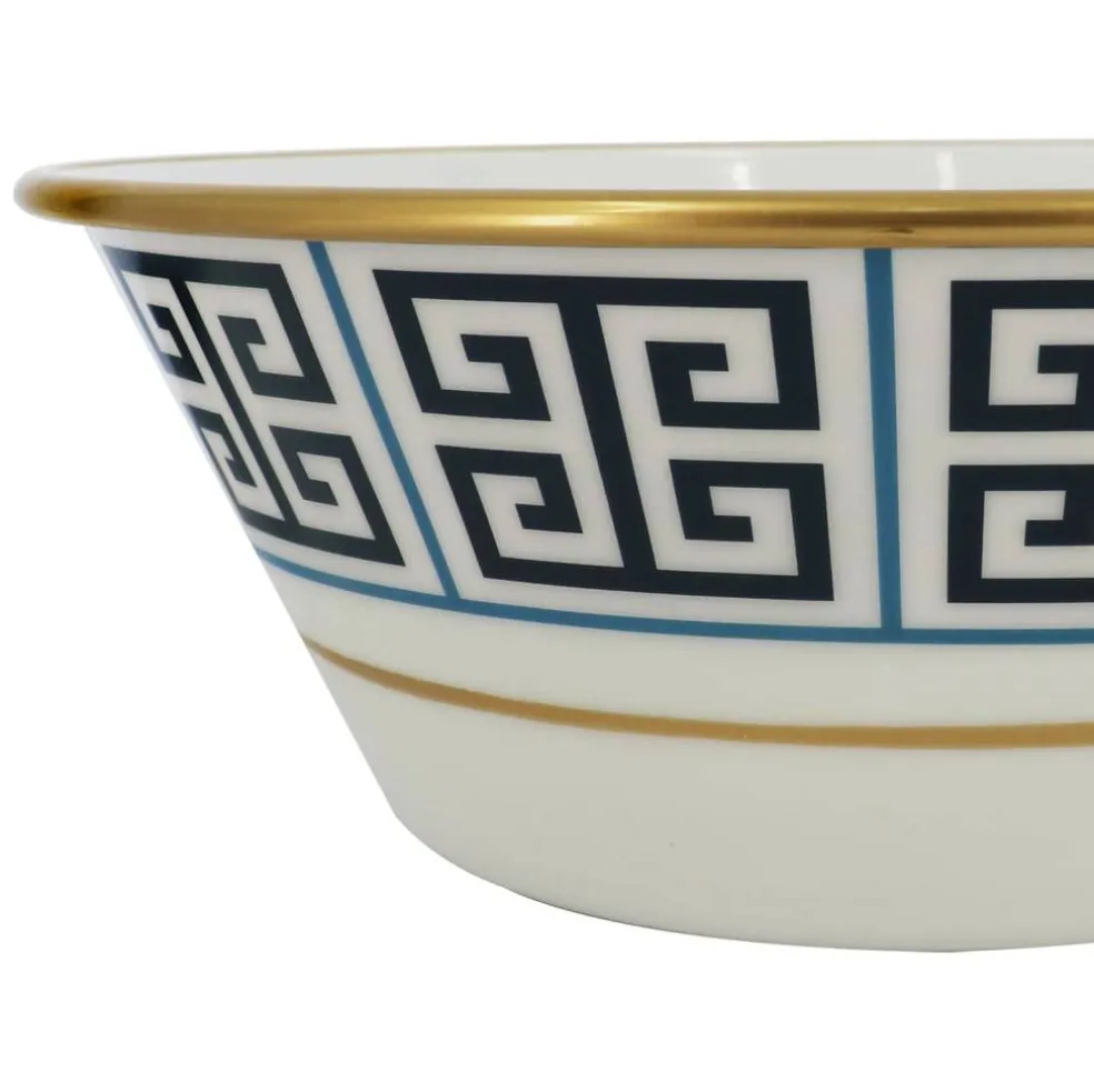 Jonathan Adler x Michaels Blue & White Greek Key Metal Bowl