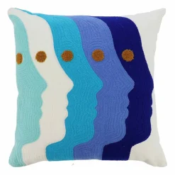 Jonathan Adler x Michaels 18" Blue & White Face Art Embroidered Pillow