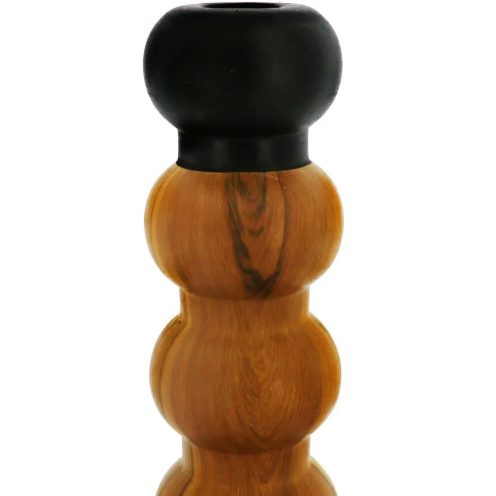 Jonathan Adler x Michaels 9" Brown & Black Wood Grain Bubble Ceramic Taper Candle Holder