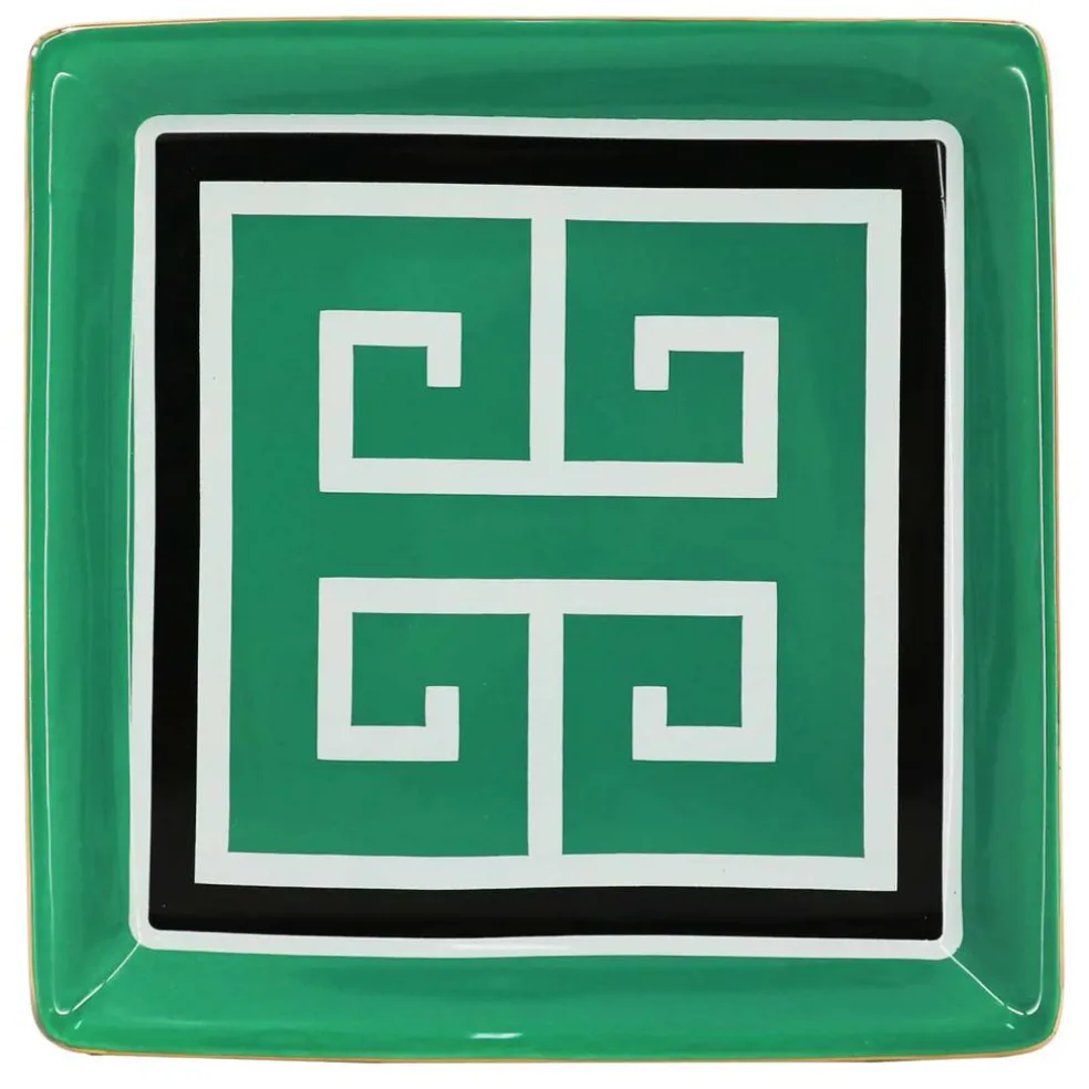 Jonathan Adler x Michaels 7.25" Green & White Greek Key Ceramic Plate