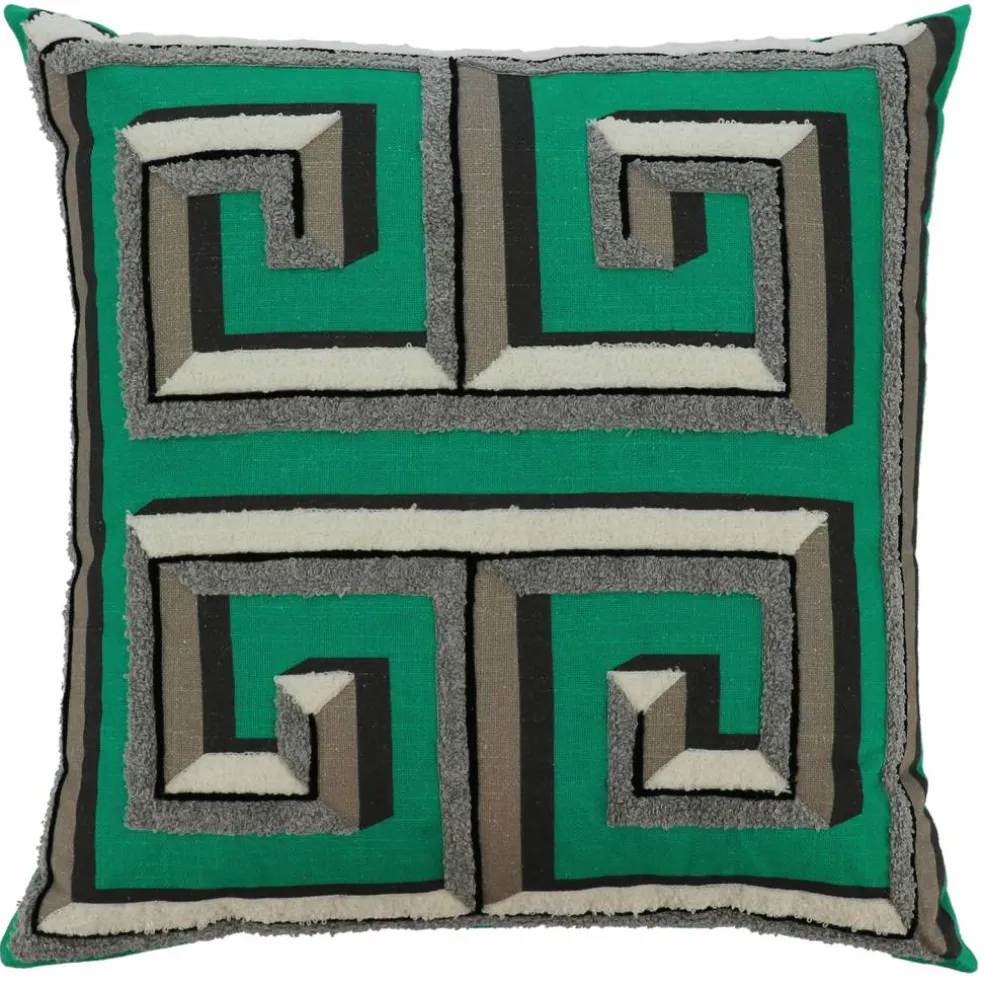 Jonathan Adler x Michaels 20" Green Greek Key Embroidered Pillow