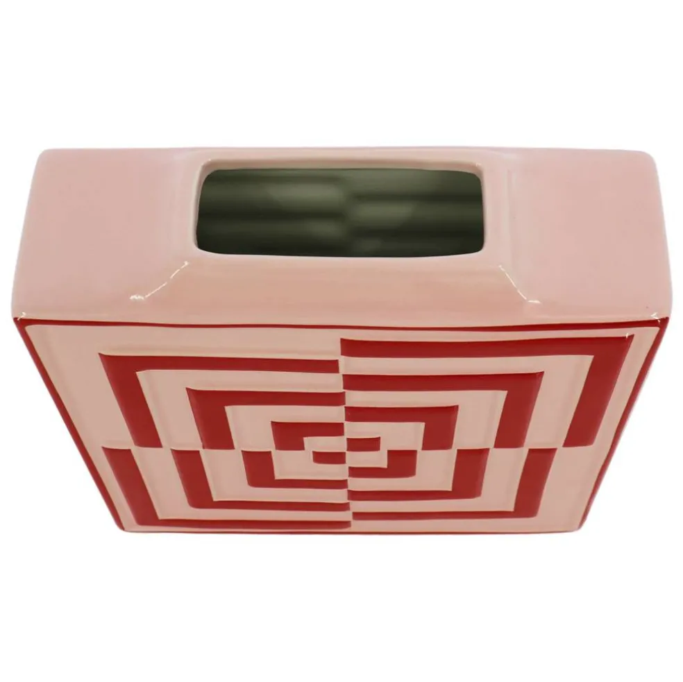Jonathan Adler x Michaels 9.25" Pink & Red Geometric Illusion Square Tabletop Vase