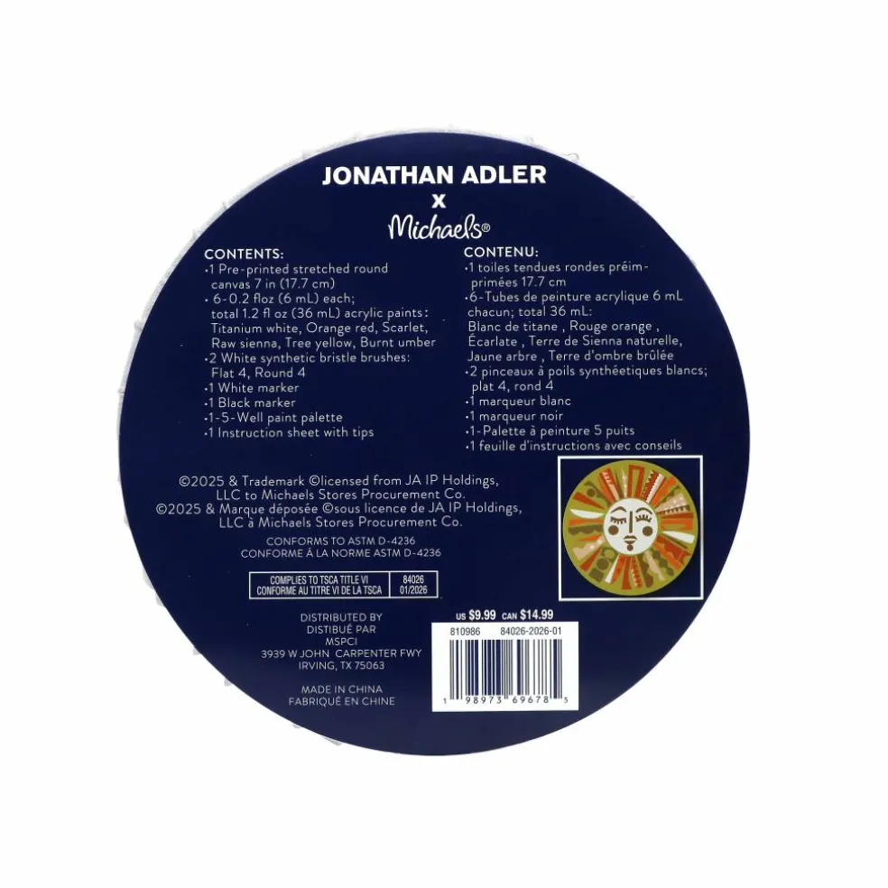 Jonathan Adler x Michaels 7" Round Sun Canvas Painting Kit