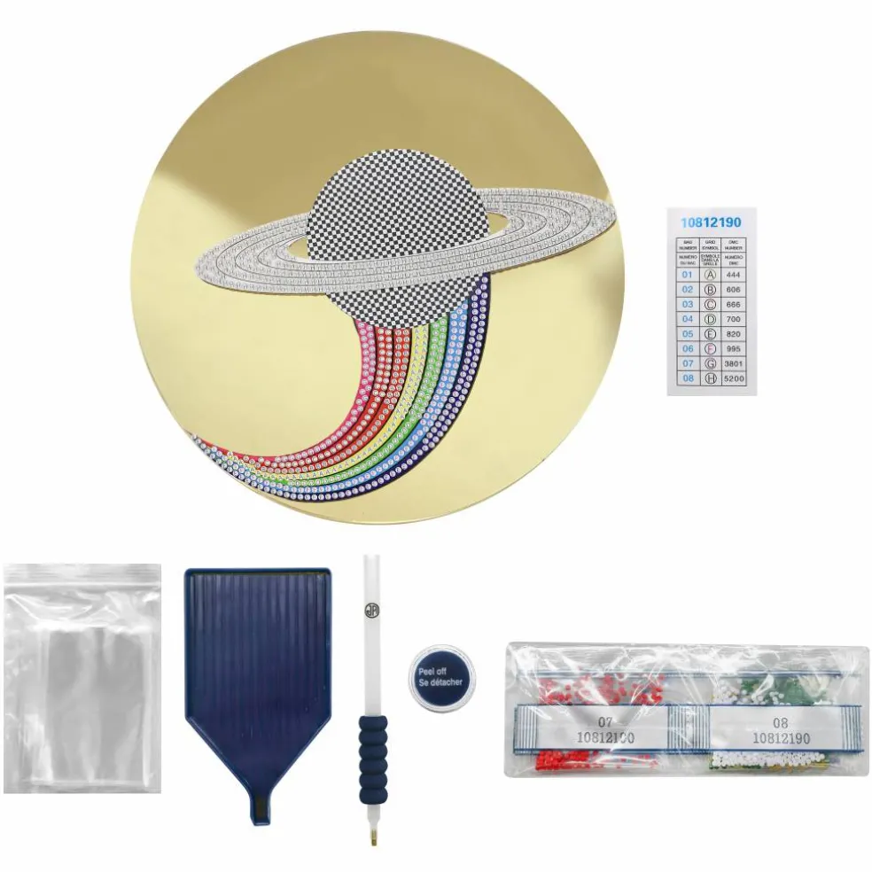 Jonathan Adler x Michaels 7.75" Saturn Rainbow Diamond Art Wall Décor Kit