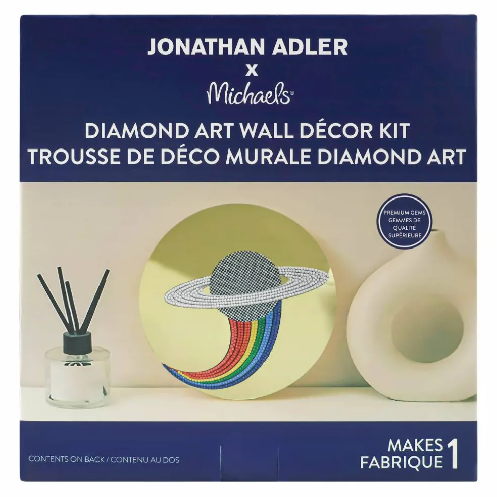 Jonathan Adler x Michaels 7.75" Saturn Rainbow Diamond Art Wall Décor Kit