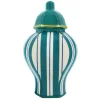 Jonathan Adler x Michaels 8.25" White, Teal & Blue Striped Ceramic Wall Urn