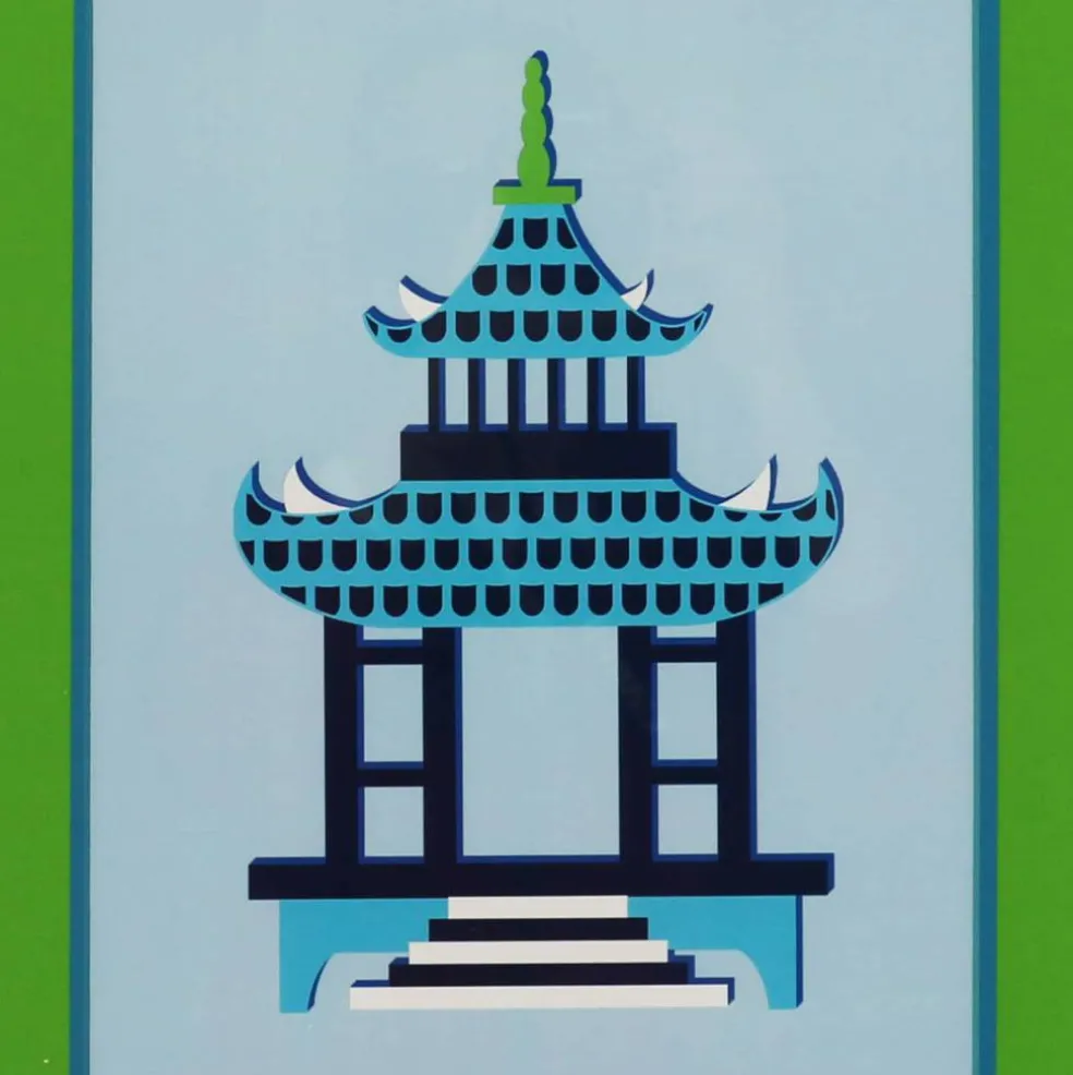 Jonathan Adler x Michaels 14.5" x 18.5" Blue & Green Pagoda Wall Art