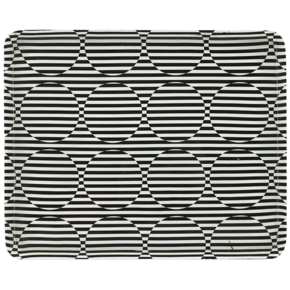 Jonathan Adler x Michaels 8.25" x 10.25" Black & White Geometric Stripe Metal Tray