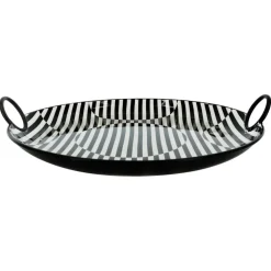 Jonathan Adler x Michaels 16" x 14.25" Black & White Geometric Stripe Metal Tray