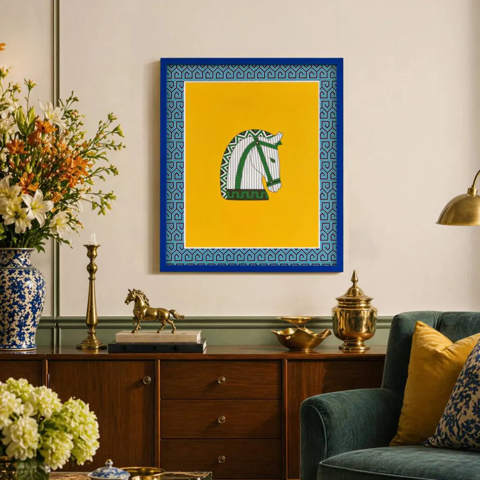 Jonathan Adler x Michaels 16" x 20" Blue Greek Key Matted Wood Wall Frame