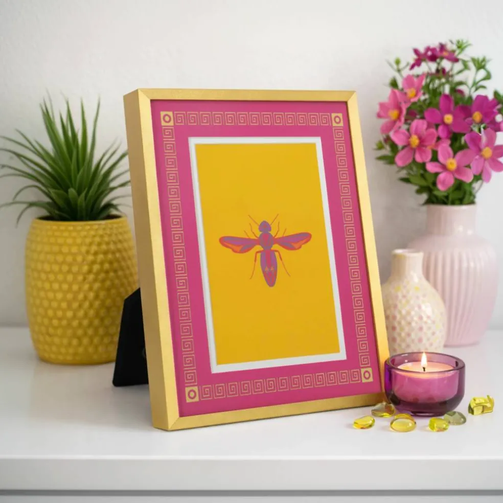 Jonathan Adler x Michaels 4" x 6" Gold & Pink Greek Key Matted Metal Tabletop Frame