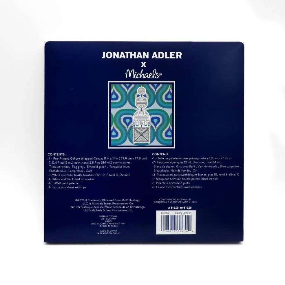 Jonathan Adler x Michaels 11" x 11" Luxembourg Topiary Canvas Painting Kit
