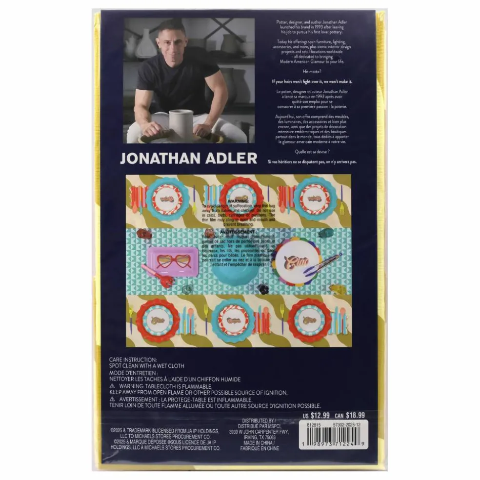 Jonathan Adler x Michaels 50" x 70" Waves Plastic Table Cover
