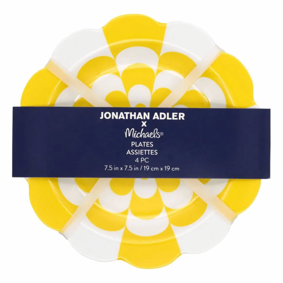 Jonathan Adler x Michaels 7.5" Yellow Wave Melamine Plates, 4ct.