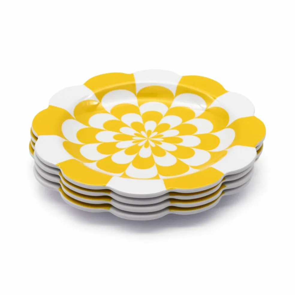 Jonathan Adler x Michaels 7.5" Yellow Wave Melamine Plates, 4ct.