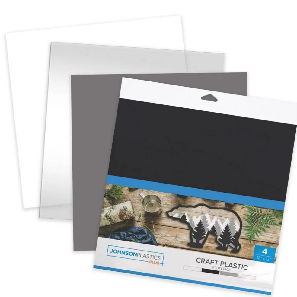 JPPlus Craft Plastic Plastic Craft Sheets for Cricut, Laser Cutter, & Engraver Use- Utility, 4 Pack
