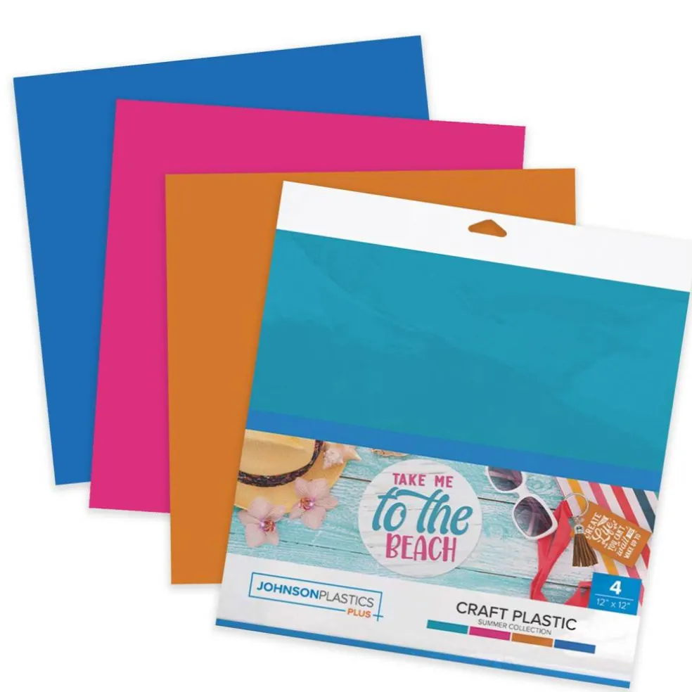 JPPlus Craft Plastic Plastic Craft Sheets for Cricut, Laser Cutter, & Engraver Use- Summer, 4 Pack