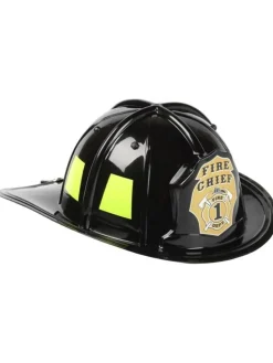 Jr. FIRE HELMET black firefighter boys kids cheif halloween costume accessory