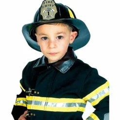 Jr. FIRE HELMET black firefighter boys kids cheif halloween costume accessory