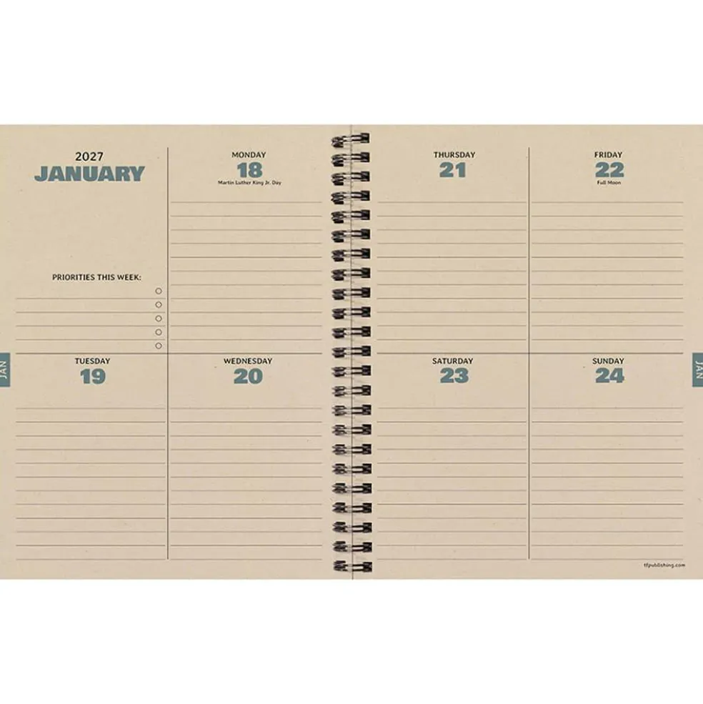 July 2026 - June 2027 Blue Flannel Medium Weekly Monthly Planner