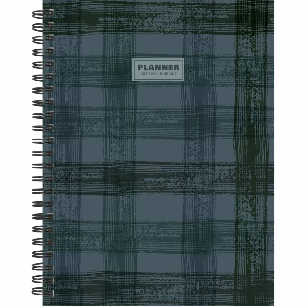July 2026 - June 2027 Blue Flannel Medium Weekly Monthly Planner