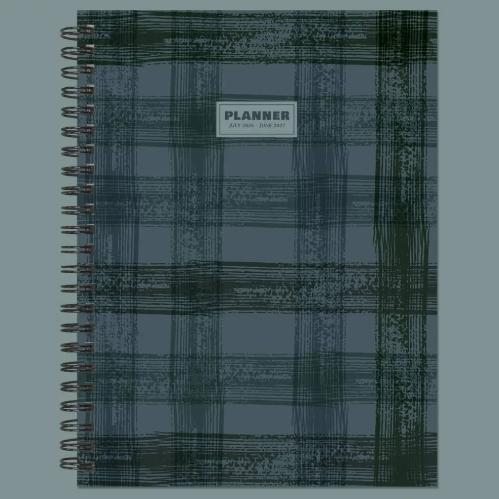 July 2026 - June 2027 Blue Flannel Medium Weekly Monthly Planner