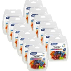 Jumbo Push Pins, Assorted Color, 25 Per Pack, 12 Packs