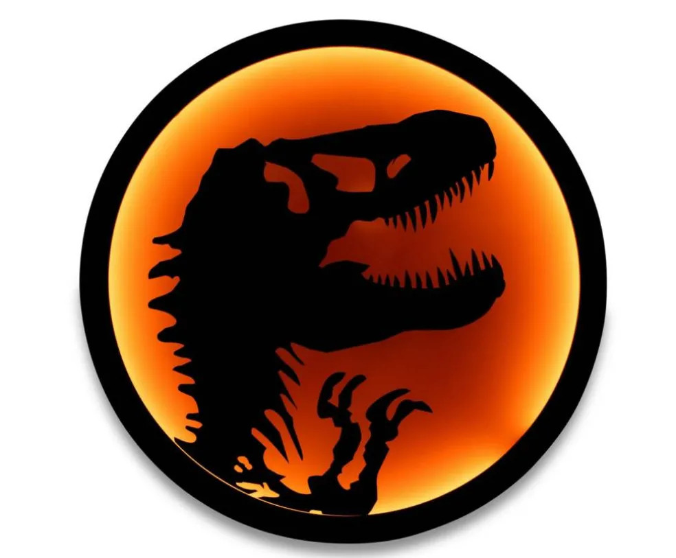 Jurassic Park T-Rex Logo LED Wall Light Sign | 12 Inches Tall