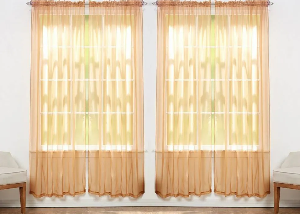 J&V TEXTILES 4-Pack Value: Solid Sheer Window Curtain Panels