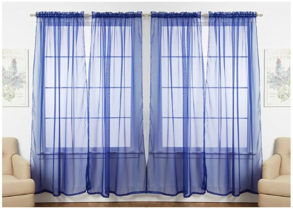 J&V TEXTILES 4-Pack Value: Solid Sheer Window Curtain Panels