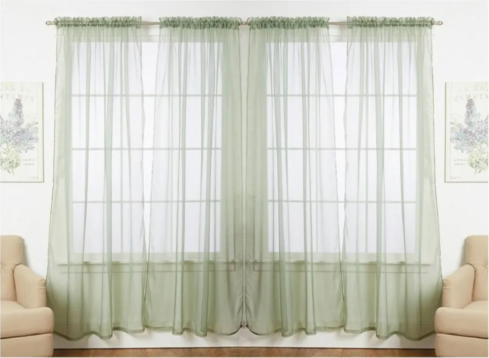 J&V TEXTILES 4-Pack Value: Solid Sheer Window Curtain Panels