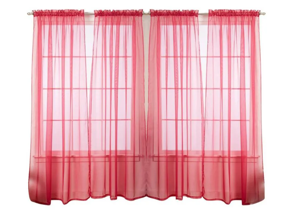 J&V TEXTILES 4-Pack Value: Solid Sheer Window Curtain Panels