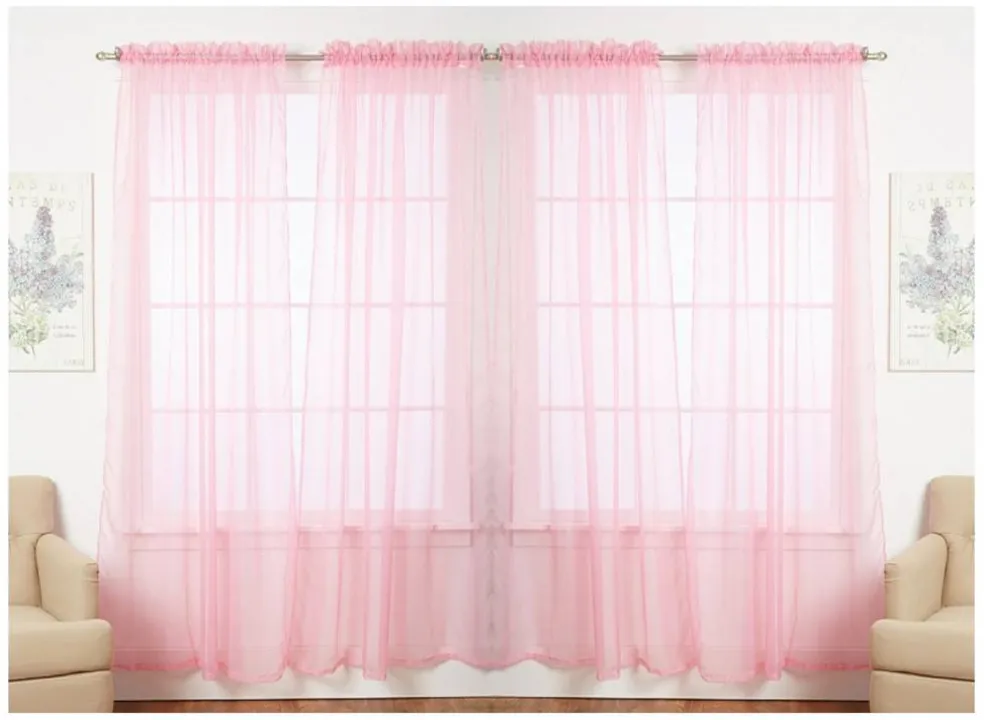 J&V TEXTILES 4-Pack Value: Solid Sheer Window Curtain Panels