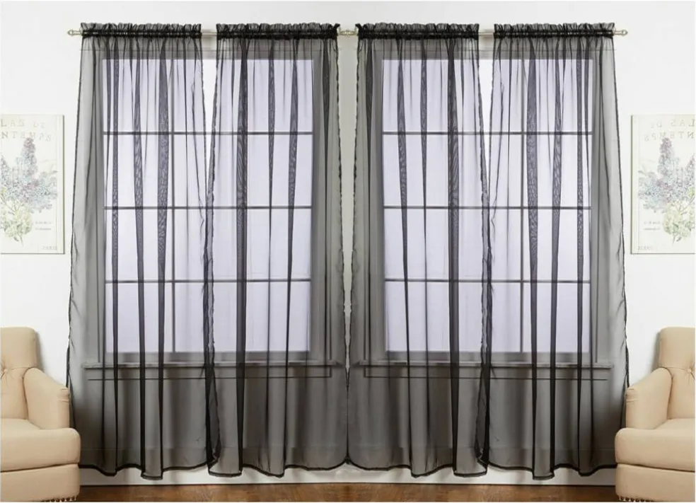 J&V TEXTILES 4-Pack Value: Solid Sheer Window Curtain Panels