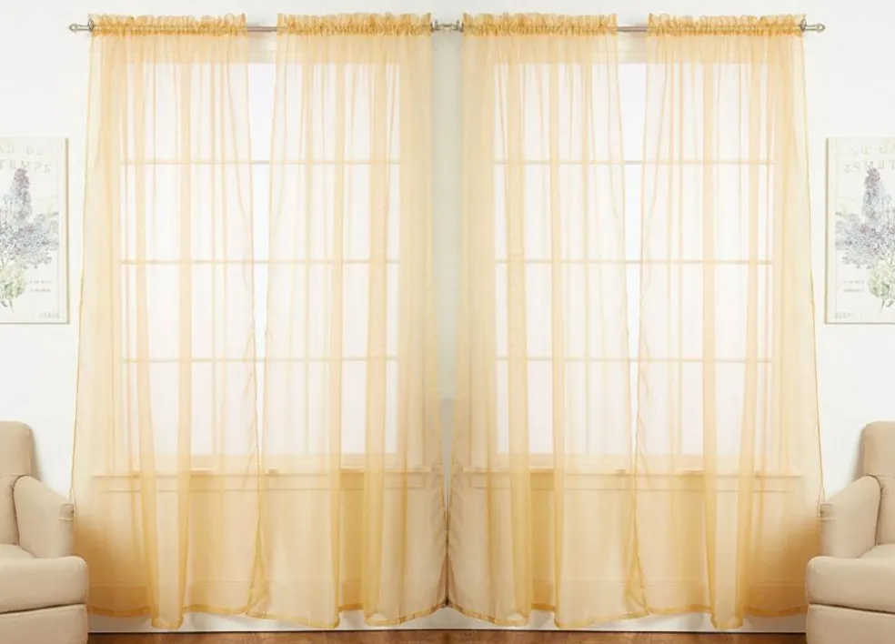 J&V TEXTILES 4-Pack Value: Solid Sheer Window Curtain Panels